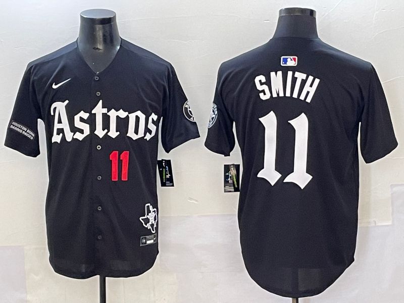Men 2025 Houston Astros 11 Smith Black Five generations Joint Name Nike MLB Jersey style 37